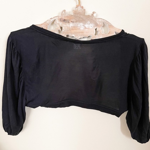 DEPT Crop Black Puff Sleeves Layering Top/ Jacket - Picture 5 of 7